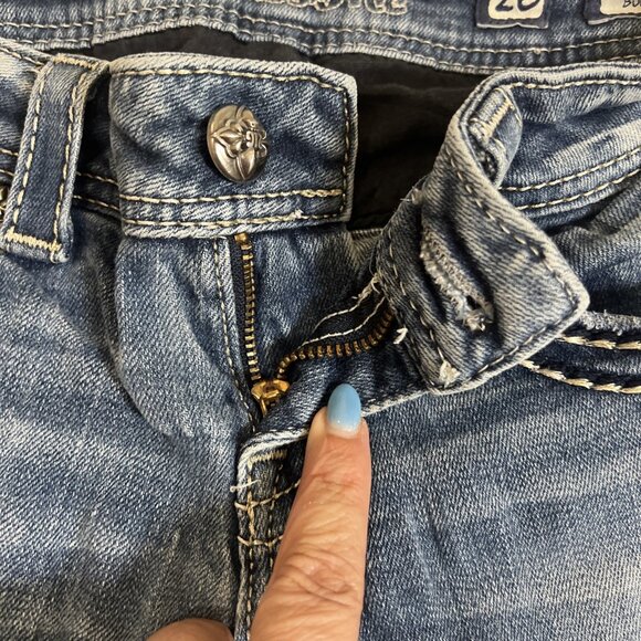 MISS ME Jeans Womans 26 Blue Low Rise Boot Cut Rhinestone Western Y2K - Picture 7 of 13